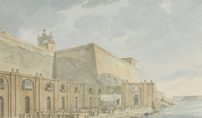 Views in the Levant: Fortified Building at North of a Harbour by William Reveley